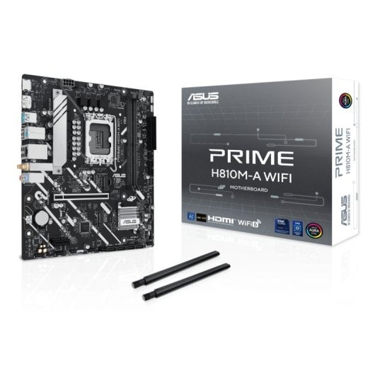 Placa Base ASUS Intel H810 LGA 1851 Micro ATX PRIME H810M-A WIFI DDR5 M.2 PCIe 4.0 Wi-Fi 6 Bluetooth 5.3