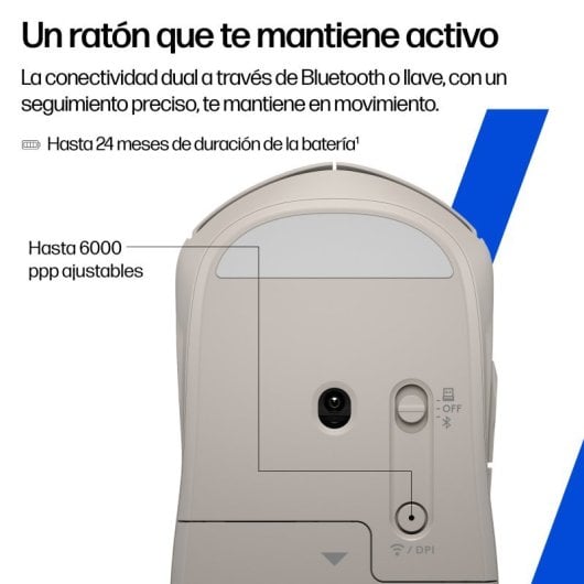 Ratón HP 400 Inalámbrico Dual Bluetooth/USB 2.4GHZ Silencioso Batería 24 Meses 6000DPI Silicona Suave Negro