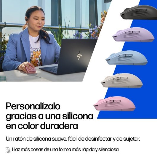 Ratón HP 400 Inalámbrico Dual Bluetooth/USB 2.4GHZ Silencioso Batería 24 Meses 6000DPI Silicona Suave Negro