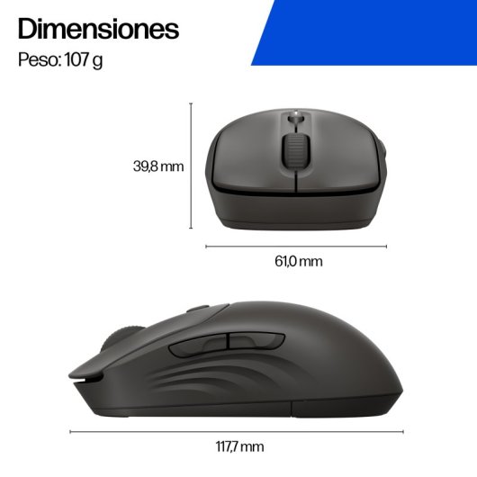 HP Wireless Silent Mouse 24 Monate Batterielebensdauer Beidhändiges, weiches Silikon