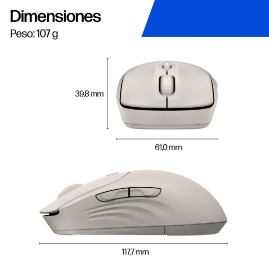 Ratón HP 400 Inalámbrico Dual Bluetooth/USB 2.4GHZ Silencioso Batería 24 Meses 6000DPI Silicona Suave Negro