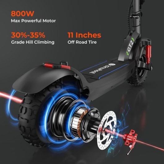 Patinete eléctrico isinwheel 45km/h 45km de autonomía 800W 11? offroad suspensión cuádruple luces LED