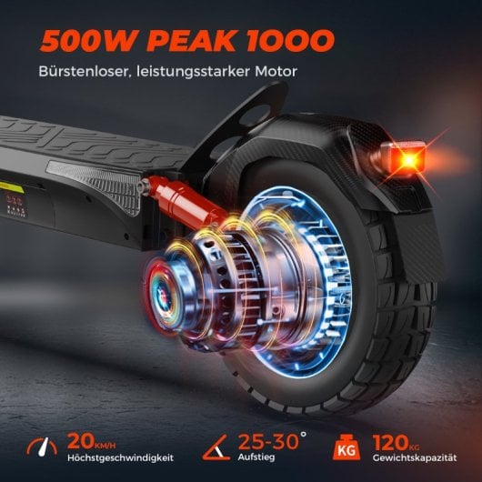 Monopattino elettrico Isinwheel da 20 km/h, autonomia 70 km, 1000 W, con app e sospensioni complete