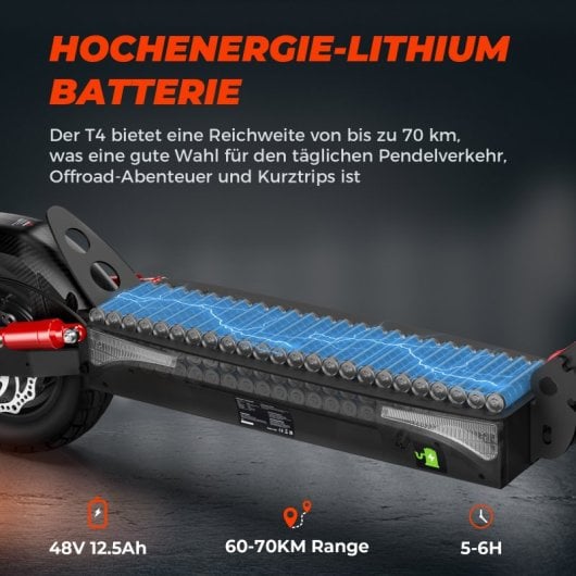 Monopattino elettrico Isinwheel da 20 km/h, autonomia 70 km, 1000 W, con app e sospensioni complete
