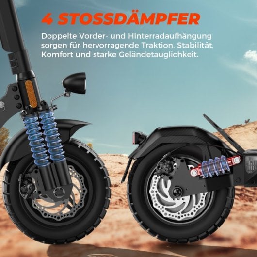 Monopattino elettrico Isinwheel da 20 km/h, autonomia 70 km, 1000 W, con app e sospensioni complete