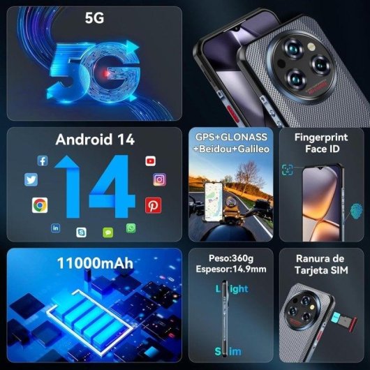 Oukitel WP35 Pro 5G 12GB 6.6" 512GB Negro batería extra