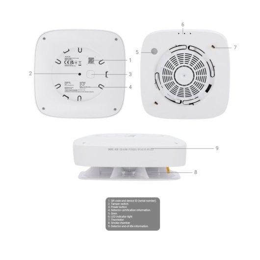 Detector Ajax FireProtect 2 Blanco 3 en 1: Calor, Humo y CO Antifalsas Alarmas