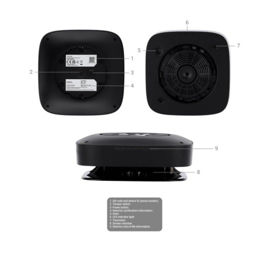 Detector de incendios Ajax FireProtect 2 Calor/Humo Negro Sirena 85dB Autónomo e Integrable