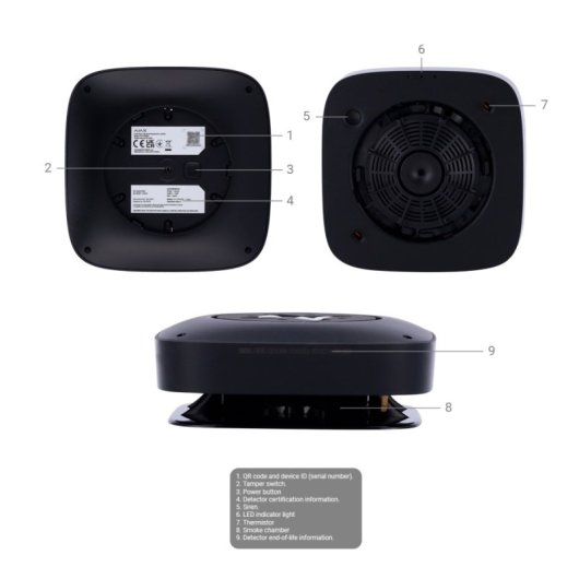 Detector de Incendio Ajax FireProtect 2 AJ-FIREPROTECT2-HSC-RB-B Negro Calor/Humo/CO Pilas 7 años
