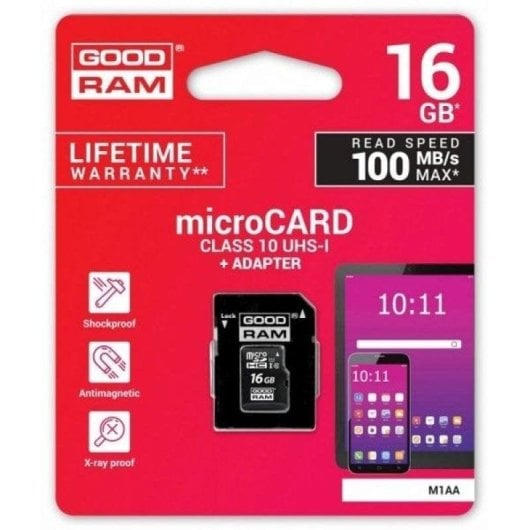 Tarjeta microSDHC Goodram M1AA 16GB UHS-I Adaptador SD Resistente