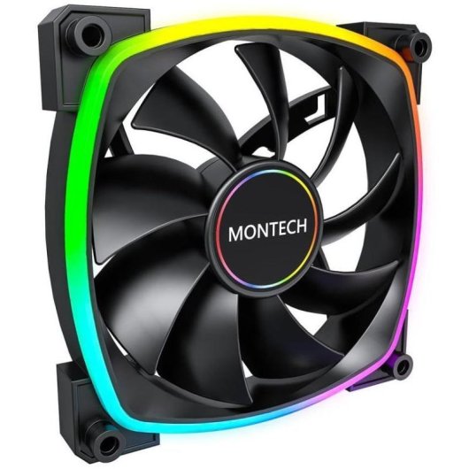 Ventilateur supplémentaire hexagonal Montech AX140 PWM 140 mm 1 600 tr/min RGB, patins anti-vibrations