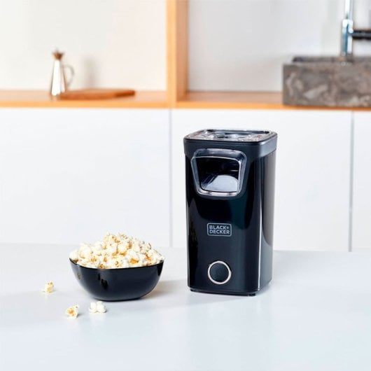 Black & Decker BXPC1100E Heißluft-Popcornmaschine mit großem Fassungsvermögen, 1100 W, Schwarz