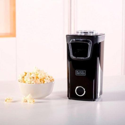Black & Decker BXPC1100E Heißluft-Popcornmaschine mit großem Fassungsvermögen, 1100 W, Schwarz