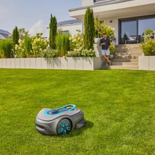 Cortador de relva robótico Gardena Smart SILENO Free de 1200 m², corte satélite sem fios, IA, capa de disco duplo