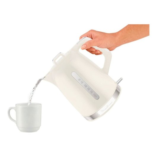 Bouilloire Moulinex BY320A 1,7 L 2400 W en plastique ivoire avec sécurité d'ouverture en douceur