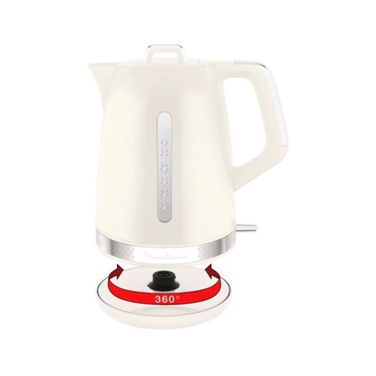 Bouilloire Moulinex BY320A 1,7 L 2400 W en plastique ivoire avec sécurité d'ouverture en douceur