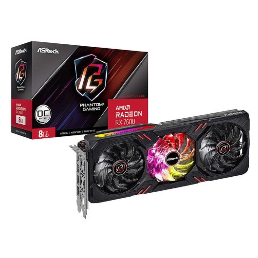 Asrock Phantom Gaming Radeon RX 7600 8GB GDDR6 Placa Gráfica OC Raytracing
