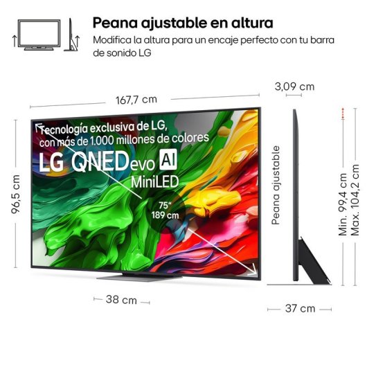 LG QNED MiniLED 75QNED87A6B 75" 4K Ultra HD Smart TV VRR 144Hz Dolby Vision