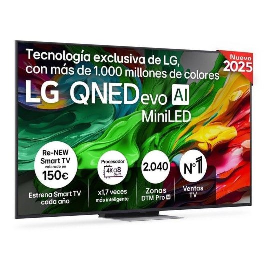 TV LG QNED MiniLED 65QNED87A6B 65" 4K UltraHD 120Hz Smart TV WebOS HDR10 Dolby Vision VRR FreeSync