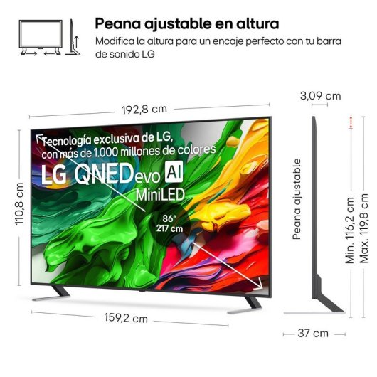 TV LG QNED evo AI 86QNED85A6C 86" 4K Mini LED Dolby Vision HDR10+ Smart TV