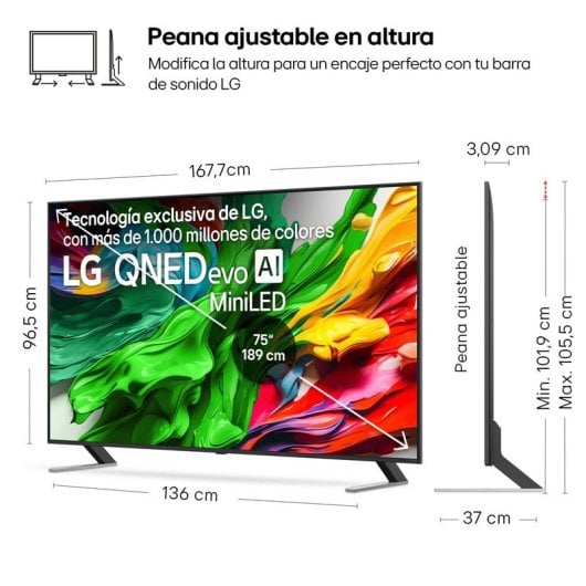 Téléviseur LG QNED evo AI 75QNED85A6C 75″ 4K Mini LED Dolby Vision Gaming AirPlay