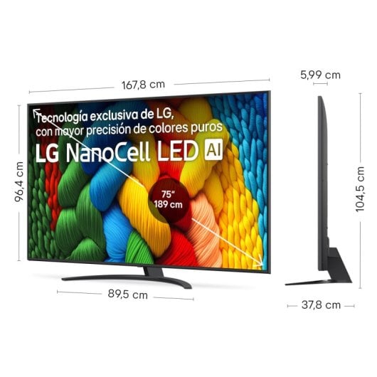 TV LG NanoCell 75NANO81A6A 75" 4K UltraHD 60Hz Smart TV WebOS HDR10 Magic Remote