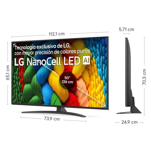 LG NanoCell 50NANO81A6A 50" 4K Ultra HD Direct LED Smart TV webOS25 Nano Color Gaming IA