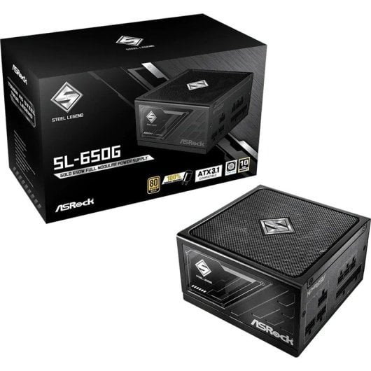 Fuente de Alimentación Asrock 650W Certificación 80 PLUS Gold Steel Legend Protección avanzada