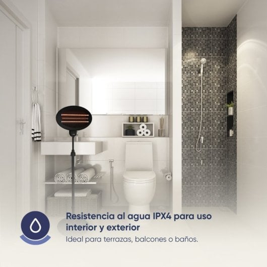 Aquecedor de quartzo original STAND RADIANCE 2000W, para uso interior e exterior, de chão.