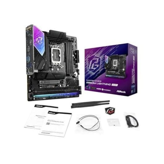 Placa mãe ASRock B860M Micro ATX LGA 1851 Phantom Gaming Lightning WiFi DDR4 M.2 PCIe LAN Gigabit