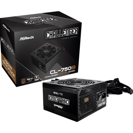 Fuente de Alimentación Asrock 750W 80 PLUS Bronze Challenger CL-750B Protección Avanzada Negro