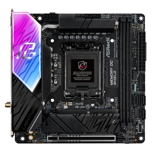 Placa mãe Asrock B860 Mini ITX LGA 1851 Phantom Gaming Lightning WiFi DDR4 HDMI USB 3.2