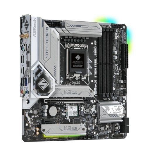 Placa mãe Asrock Intel B760 LGA 1700 Micro ATX DDR5 WiFi 6E Bluetooth 5.3 RGB