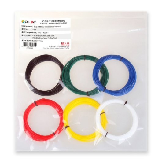 Colido PEN LT 1.75mm Filamento Blanco/Rojo/Azul/Verde/Amarillo/Negro para 3D Pen LT