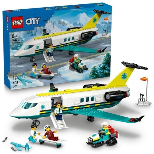 Lego City 60465 Ambulanza aerea 403 pezzi Motoslitta Laboratorio medico