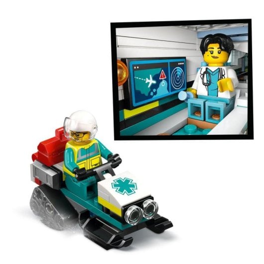 Lego City 60465 Ambulanza aerea 403 pezzi Motoslitta Laboratorio medico