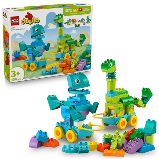 LEGO DUPLO Brinquedo 10451 Dinossauros 3 em 1 108 peças com peças móveis