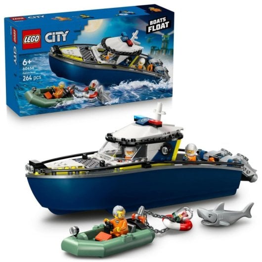 Lego City 60456 Polizeiboot-Verfolgungsjagd, Bauset, 264 Teile, schwimmend