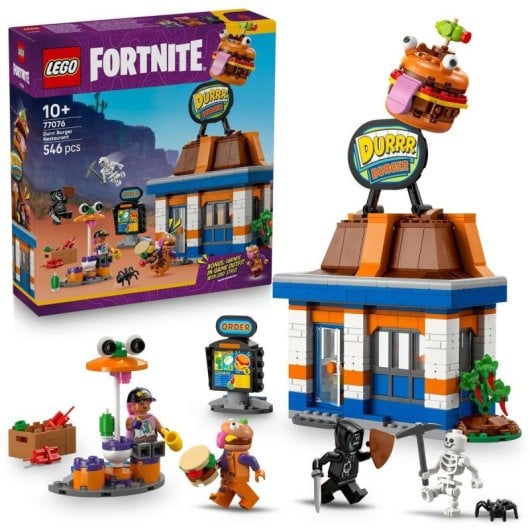 Conjunto de construção de restaurante de hambúrgueres Lego Fortnite com 546 peças e mais de 10 skins bónus modulares