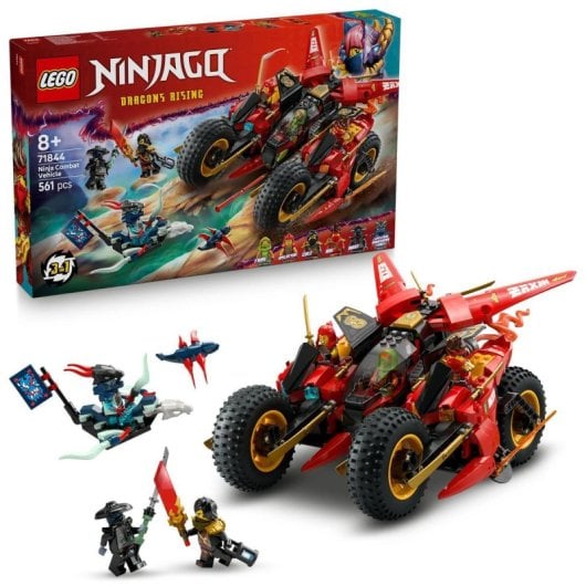 Conjunto de Veículos de Batalha Ninja 3 em 1 LEGO Ninjago 71844 com 561 Peças e 6 Minifiguras