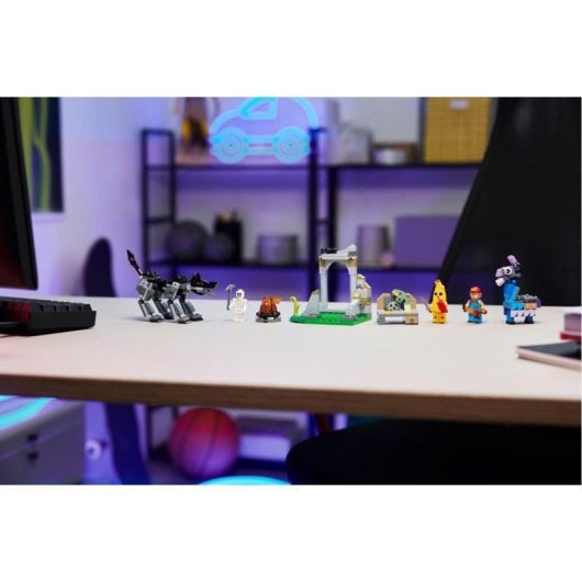 Conjunto de acampamento de bananas e velas de ignição LEGO Fortnite, 250 peças, figuras de lhama e lobo