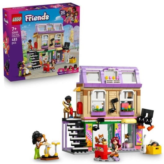 Conjunto de Loja de Música e Apartamento LEGO Friends 42653 483 Peças Acessórios Musicais