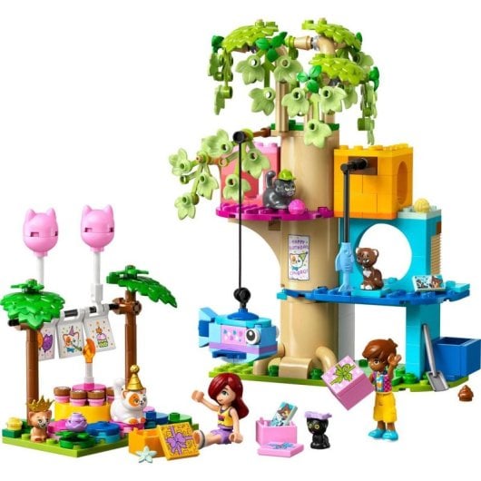 Lego Friends 42666 Ensemble de construction 321 pièces Cabane féline dans l'arbre Mini-poupées Chats Fête d'anniversaire