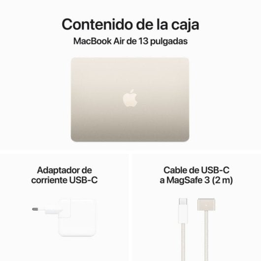 Replay Apple MacBook Air Apple M3 8 Núcleos/16GB/256GB SSD/GPU 8 Núcleos/13.6" Blanco Estrella Refurbished