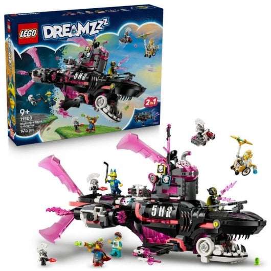 Set LEGO DREAMZzz Submarino-Tiburón de las Pesadillas 1413 piezas modelo 71500 construcción avanzada doble función