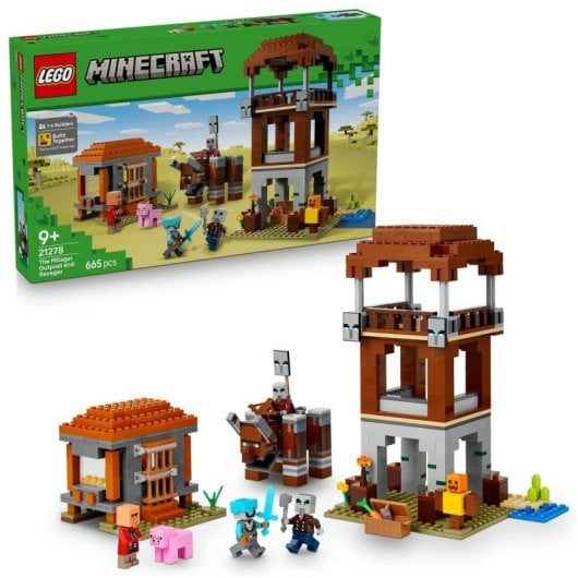 Set LEGO Minecraft 21278 El Puesto de Avanzada de los Saqueadores y el Devastador 665 piezas