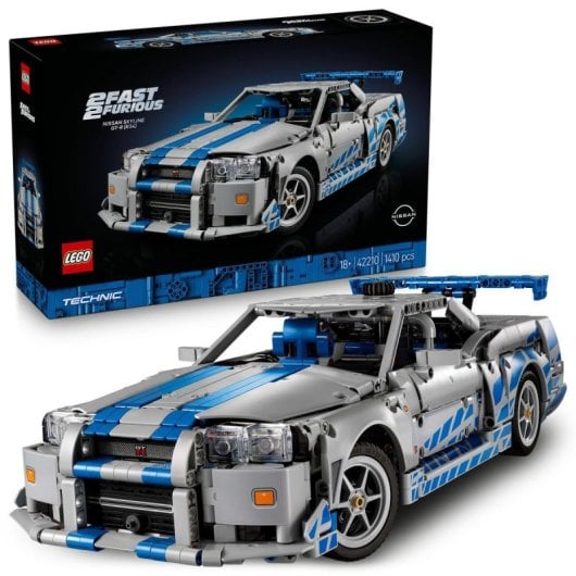 LEGO Technic Nissan Skyline GT-R R34 Conjunto 1410 peças função drift Velocidade Furiosa