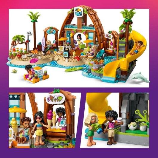 LEGO Friends 42673 Familien-Urlaubshotel-Set, 1140 Teile, 6 Spielfiguren und Zubehör