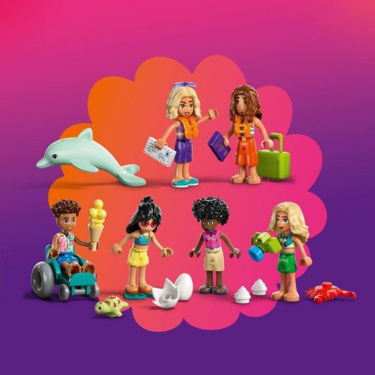 LEGO Friends 42673 Familien-Urlaubshotel-Set, 1140 Teile, 6 Spielfiguren und Zubehör