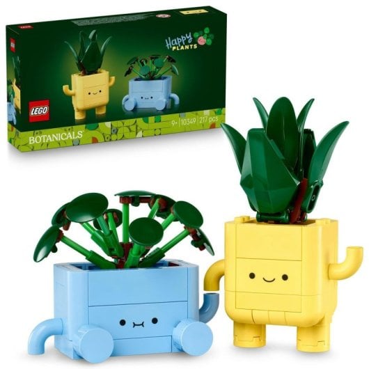 LEGO Botanicals 10349 Happy Plants Bauset – 217 Teile mit austauschbaren Gesichtstöpfen